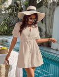 V-neck Solid-color Dress